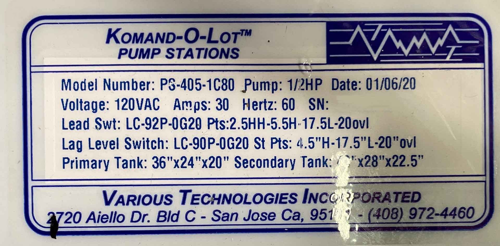 圖為 已使用的 VARIOUS TECHNOLOGIES PS-405-1C80 待售