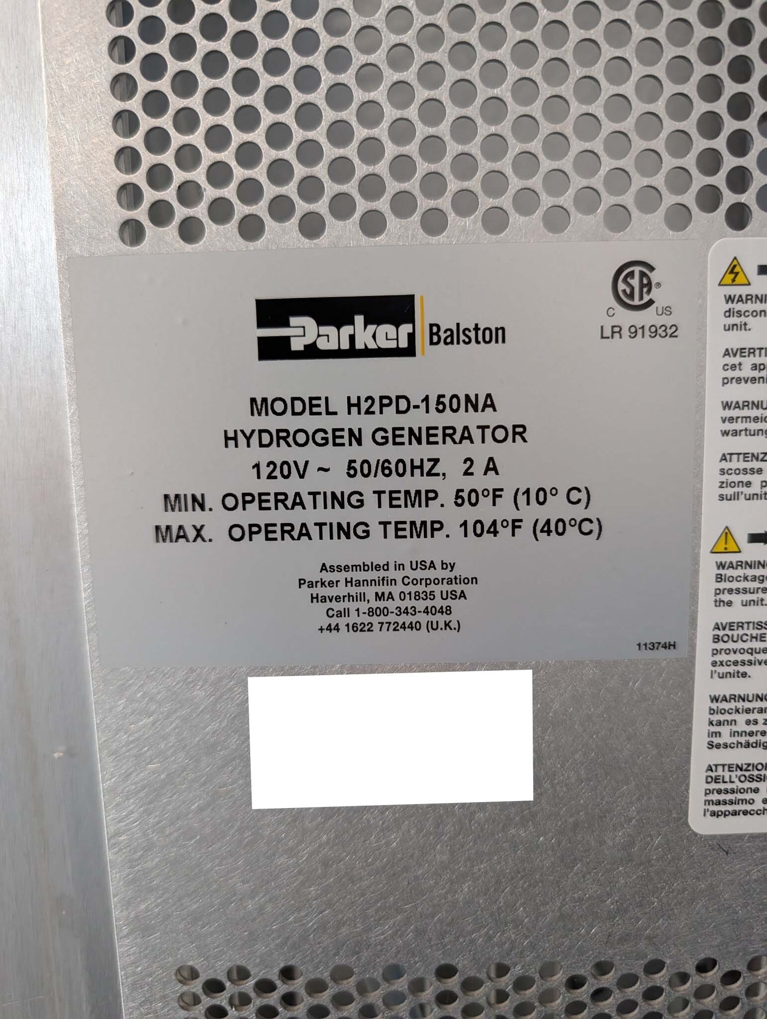 圖為 已使用的 PARKER BALSTON H2PD-150NA 待售