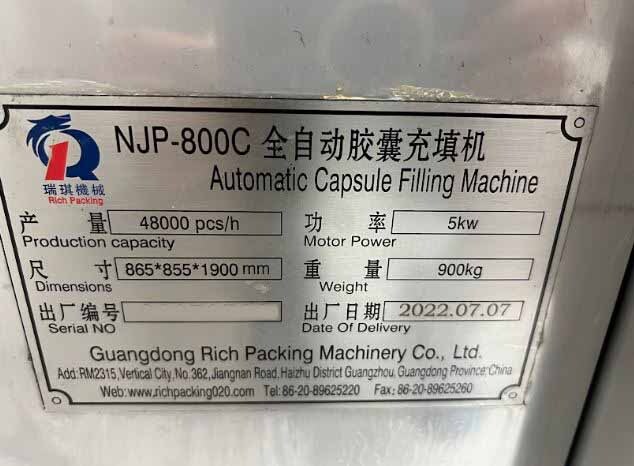Photo Used GUANGDDONG RICH PACKING NJP-800C For Sale