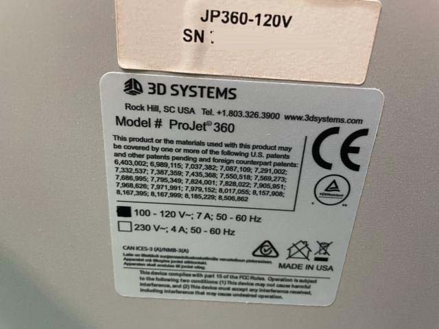 图为 已使用的 3D SYSTEMS ProJet 360 待售