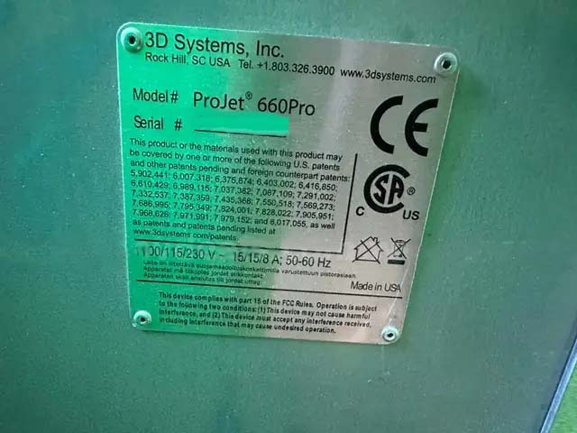 사진 사용됨 3D SYSTEMS ProJet 660Pro 판매용
