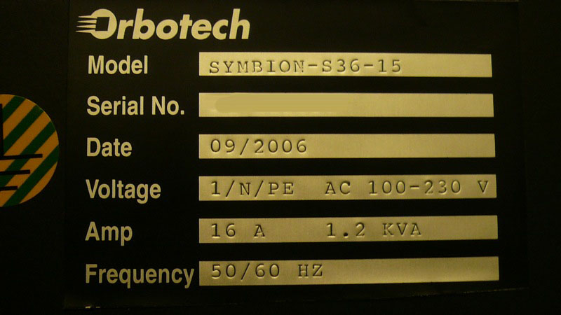 Photo Used ORBOTECH Symbion S-36-15 For Sale