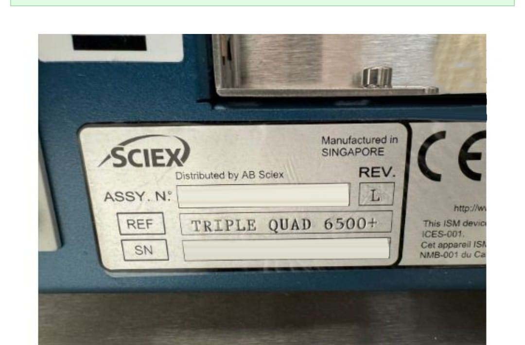 Foto Verwendet AB SCIEX / APPLIED BIOSYSTEMS / ABI / MDS SCIEX 6500+ Zum Verkauf