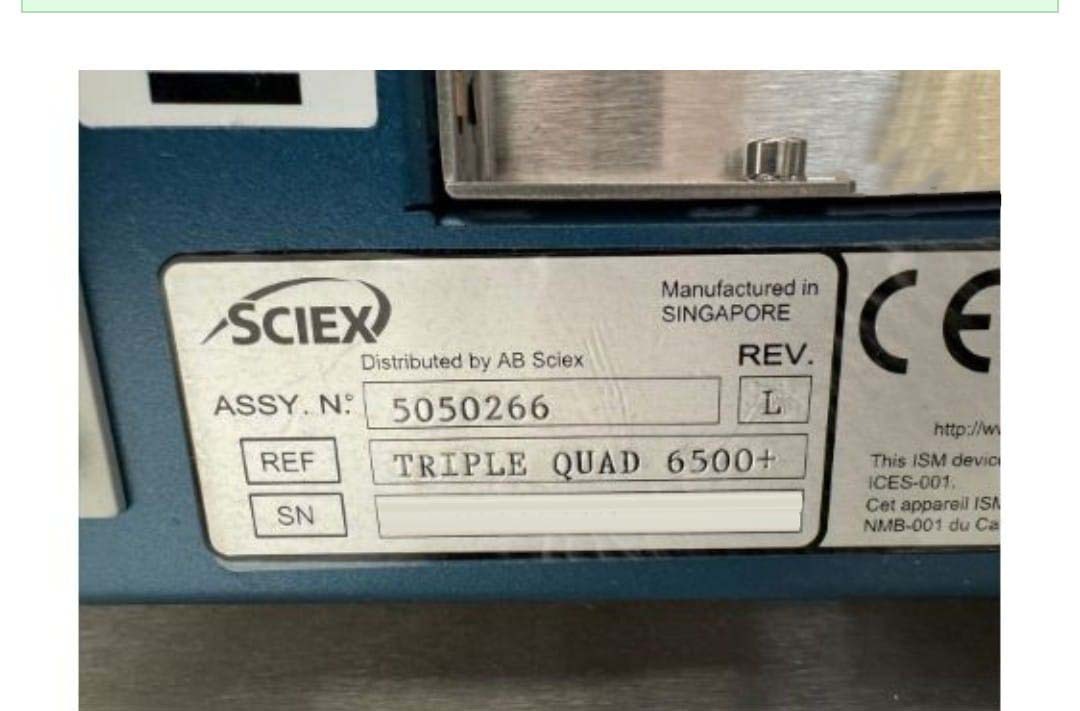 Foto Verwendet AB SCIEX / APPLIED BIOSYSTEMS / ABI / MDS SCIEX 6500+ Zum Verkauf
