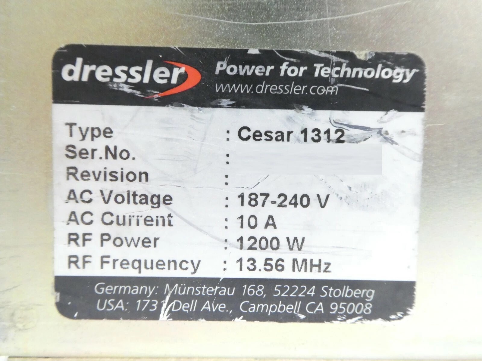 Photo Used ADVANCED ENERGY / DRESSLER Cesar 1312 For Sale