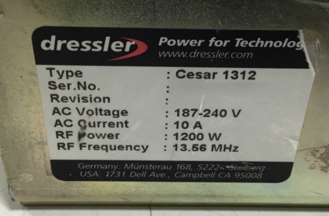 Photo Used ADVANCED ENERGY / DRESSLER Cesar 1312 For Sale