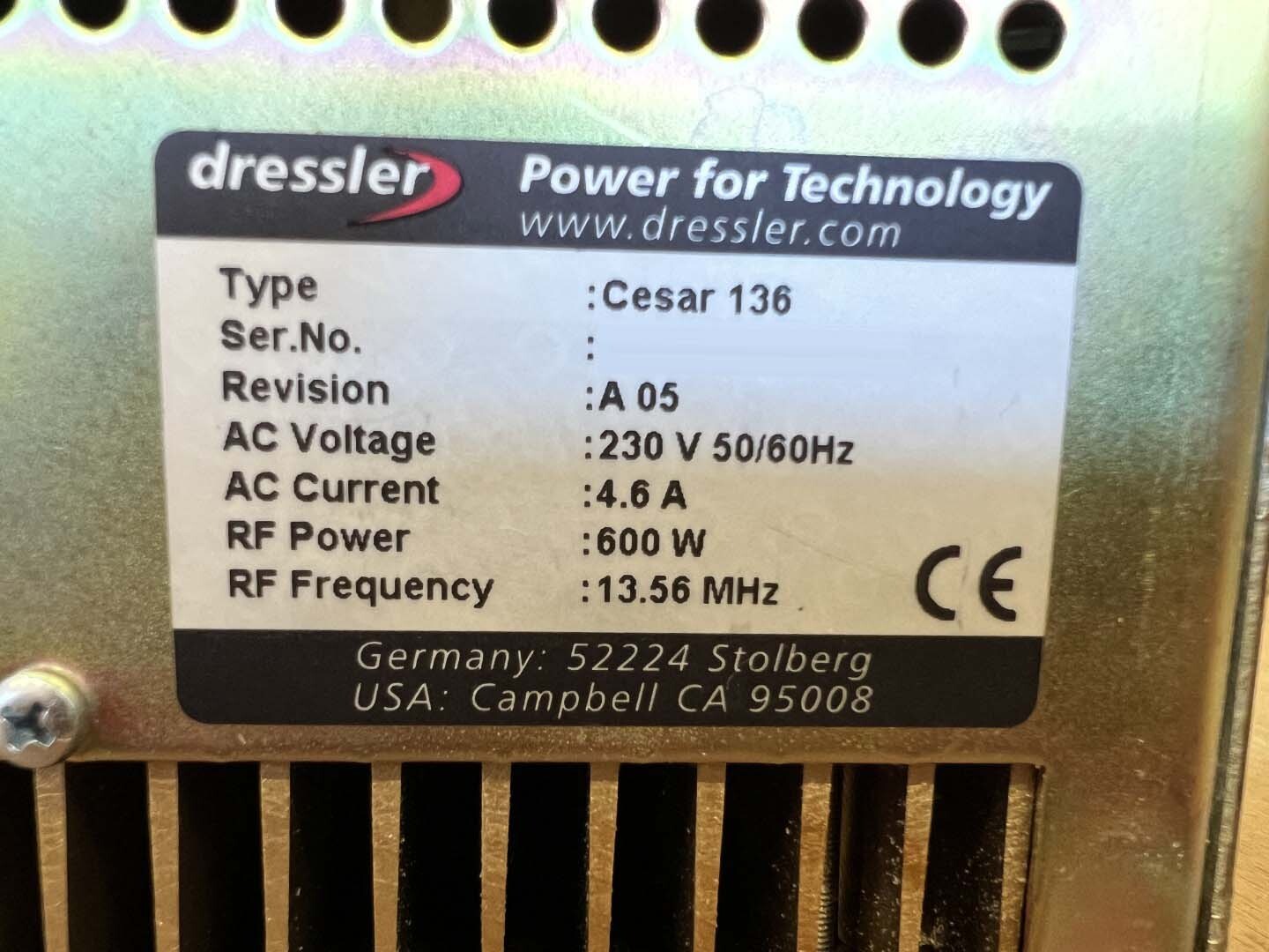 Photo Utilisé ADVANCED ENERGY / DRESSLER Cesar 136 À vendre