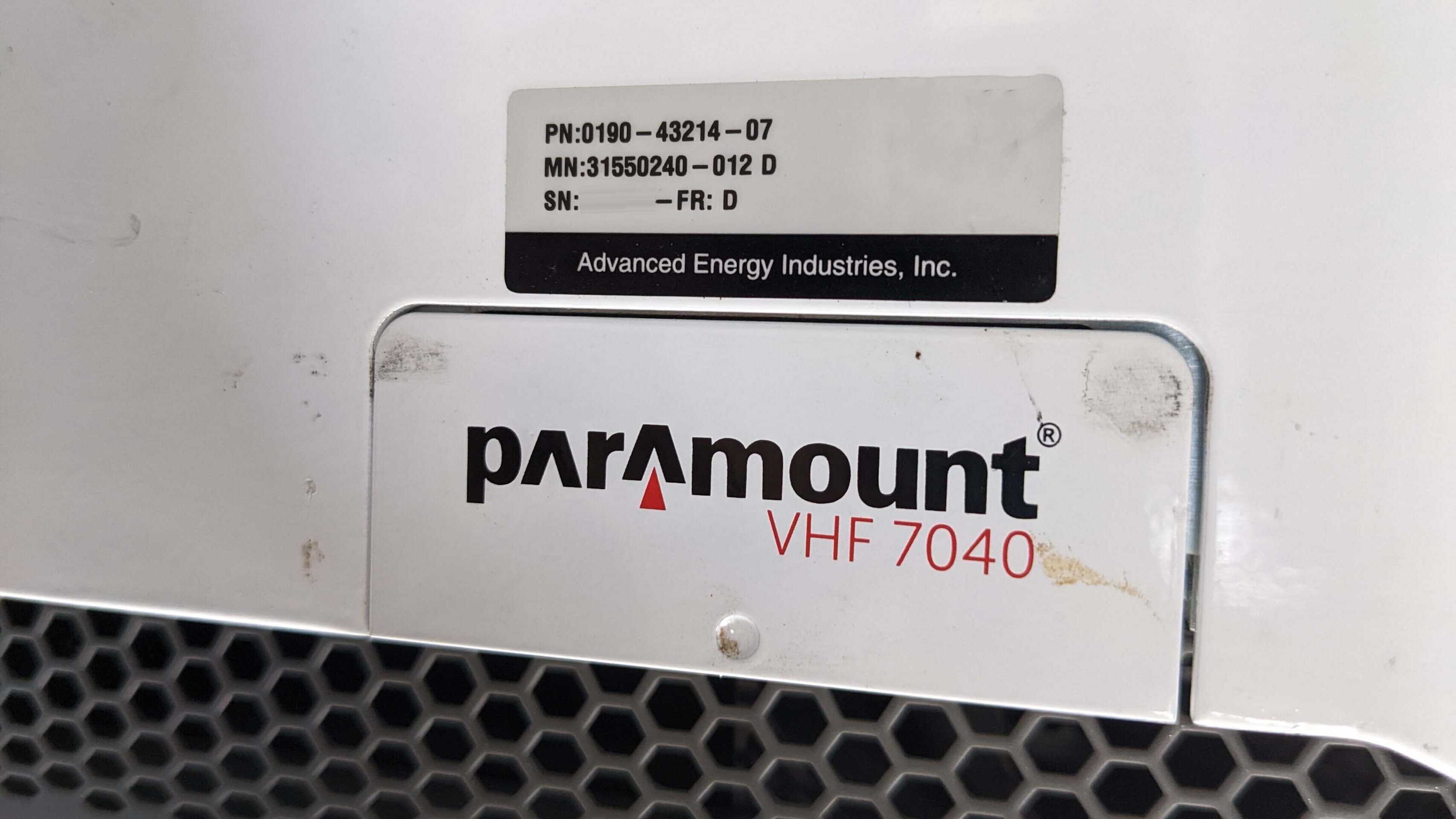 Photo Used ADVANCED ENERGY Paramount VHF 7040 For Sale