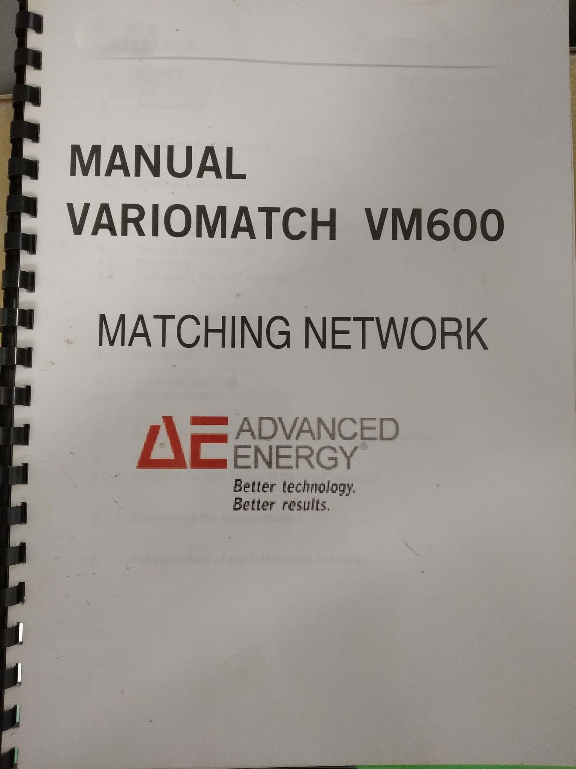 Photo Used ADVANCED ENERGY VM 600 For Sale