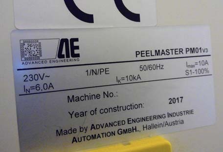 사진 사용됨 ADVANCED ENGINEERING PEELMASTER PM01v3 판매용