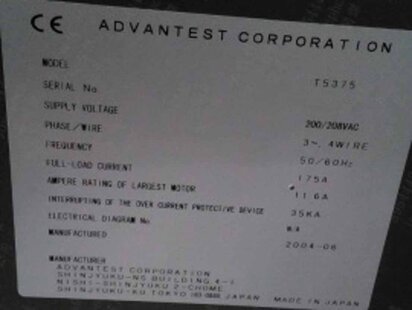 ADVANTEST T 5375 ファイナルテストの中古品をCAEから購入する > CAE ADVANTEST T 5375 ファイナルテストの中古品をCAEから購入する > CAE