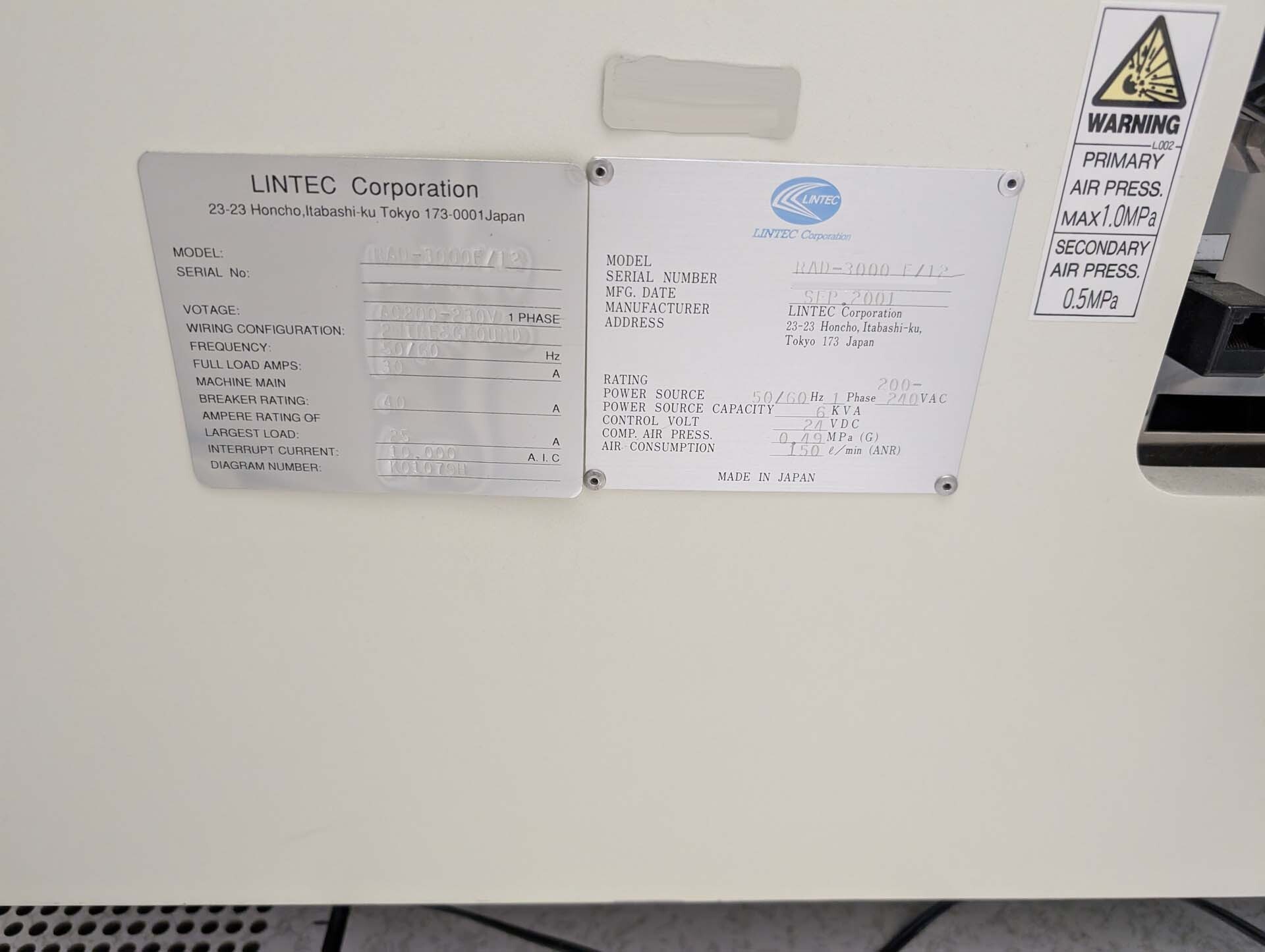 图为 已使用的 ADWILL / LINTEC RAD 3000 F/12 待售