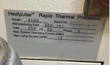 圖為 已使用的 AG ASSOCIATES Heatpulse 4108 待售