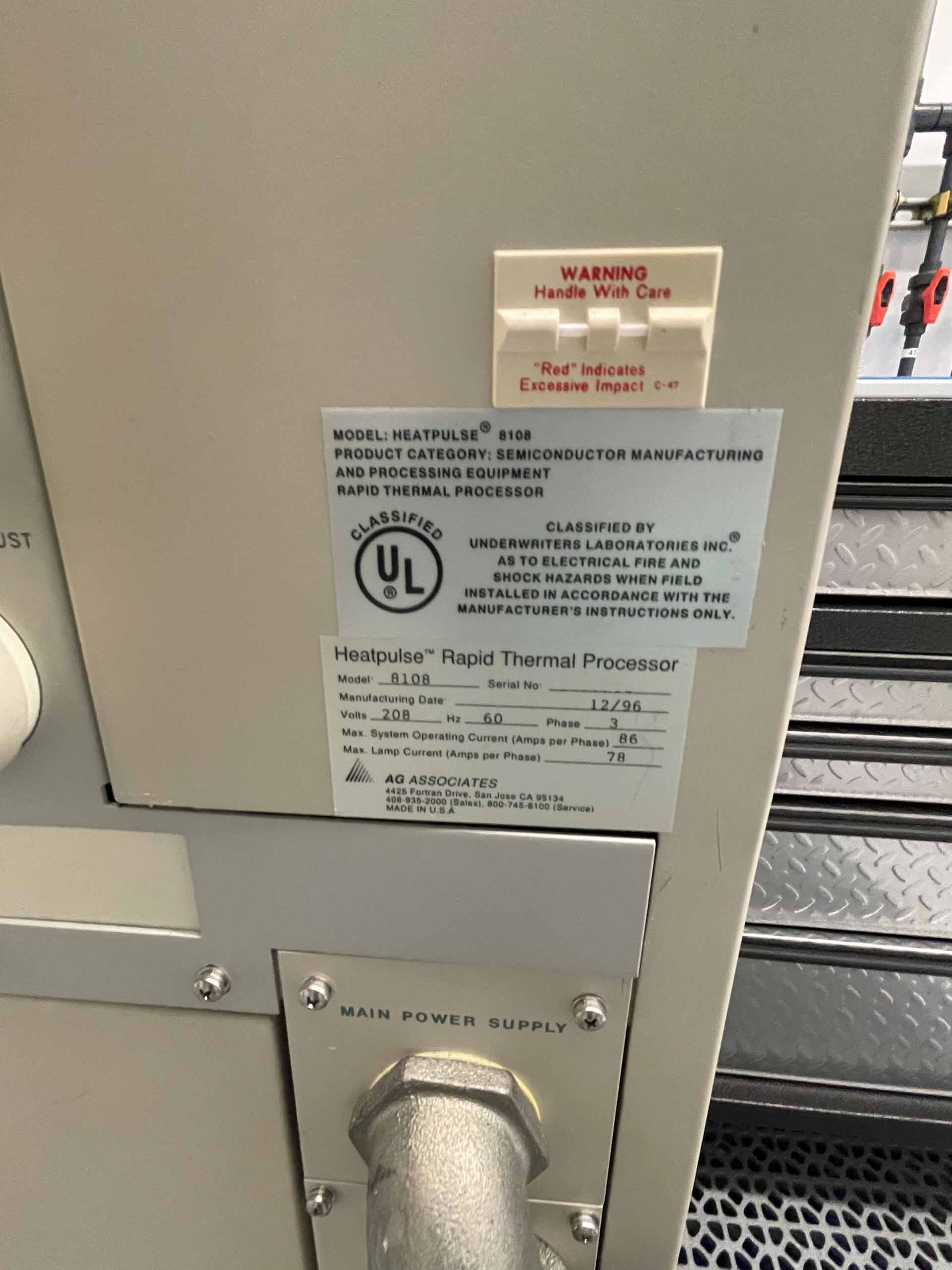 图为 已使用的 AG ASSOCIATES Heatpulse 8108 待售