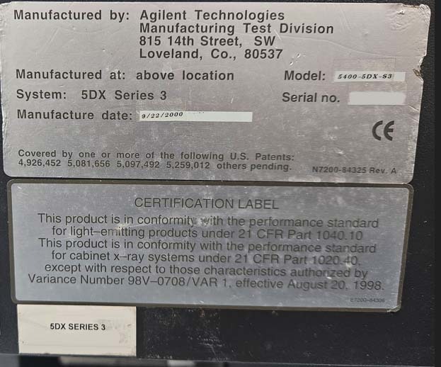 사진 사용됨 AGILENT / HP / HEWLETT-PACKARD / KEYSIGHT 5DX Series 3 판매용