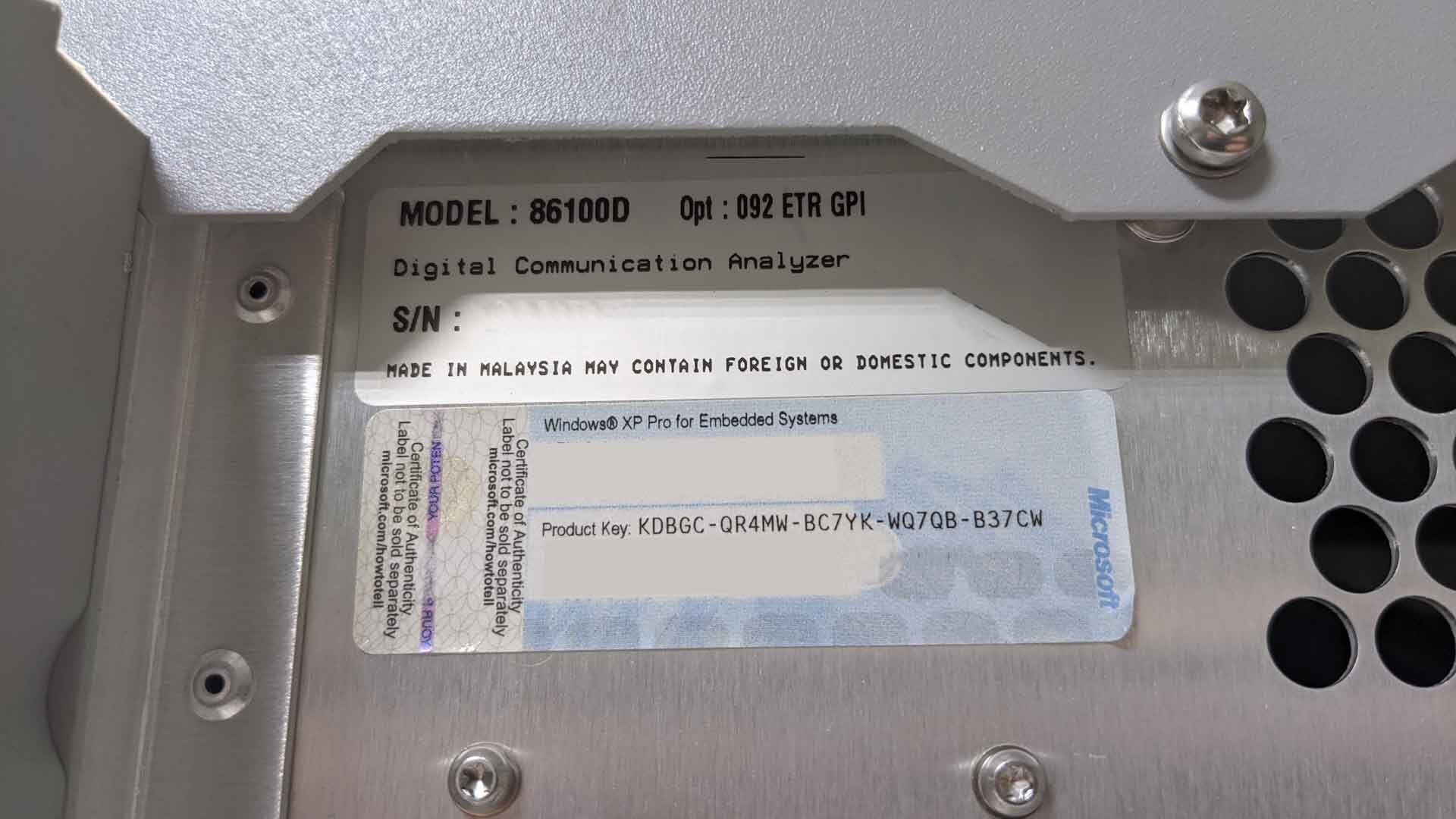 Photo Used AGILENT / HP / HEWLETT-PACKARD / KEYSIGHT 86100D For Sale