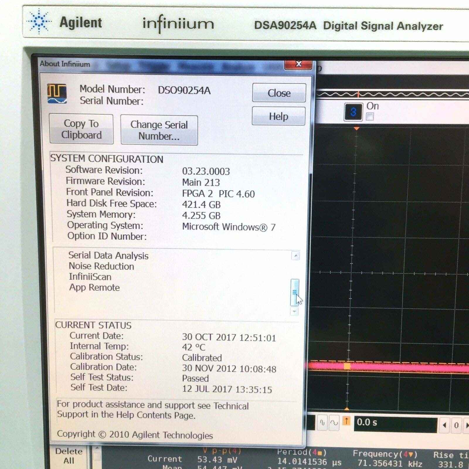 图为 已使用的 AGILENT / HP / HEWLETT-PACKARD / KEYSIGHT DSA 90254A 待售