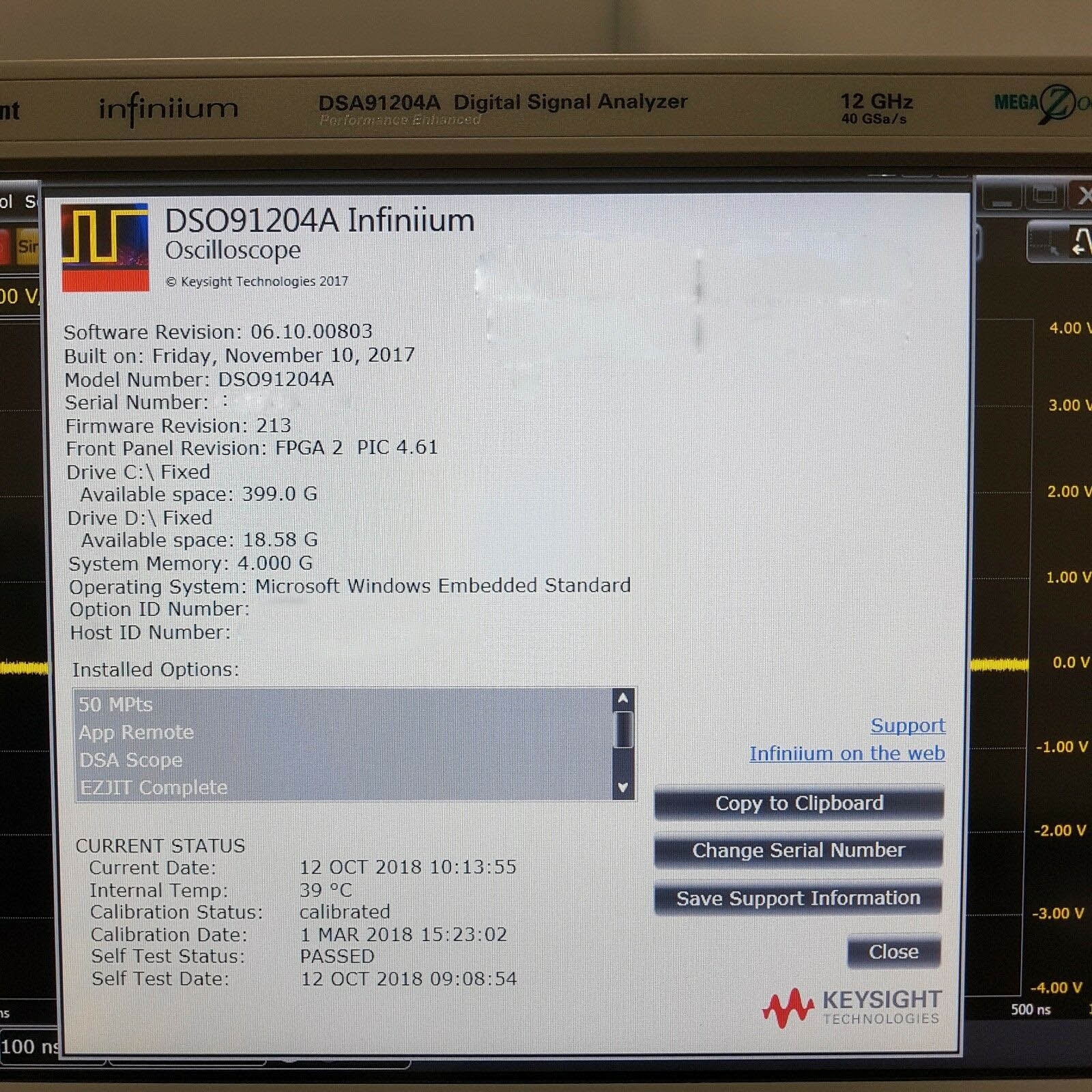 Photo Used AGILENT / HP / HEWLETT-PACKARD / KEYSIGHT DSA 91204A For Sale