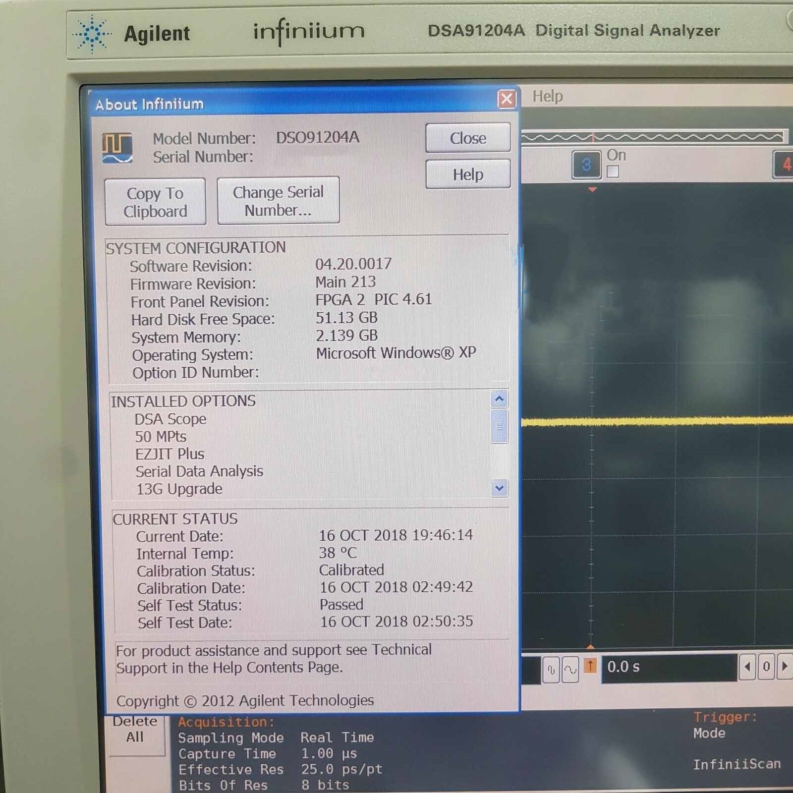 Photo Used AGILENT / HP / HEWLETT-PACKARD / KEYSIGHT DSA 91304A For Sale