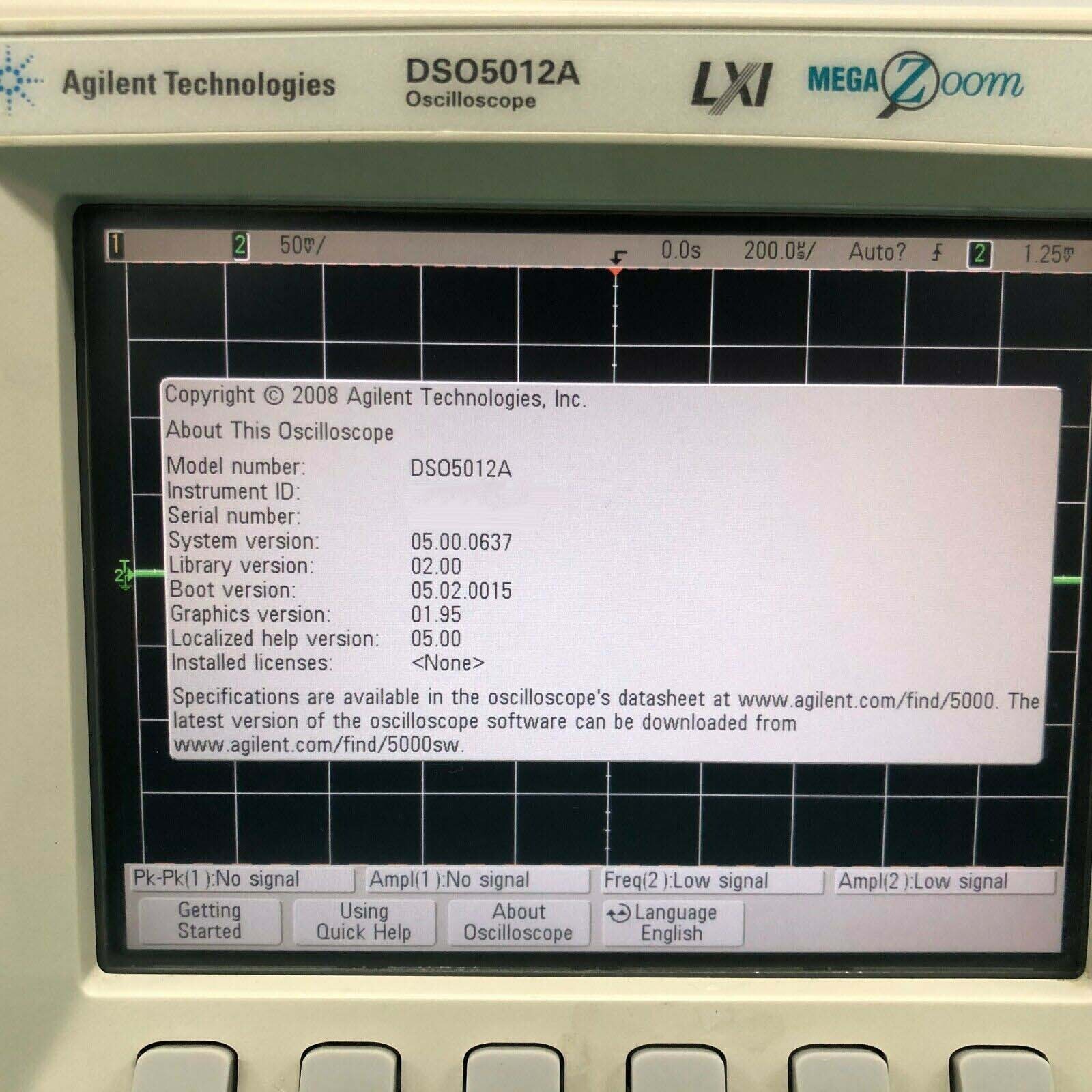 Photo Used AGILENT / HP / HEWLETT-PACKARD / KEYSIGHT DSO 5012A For Sale