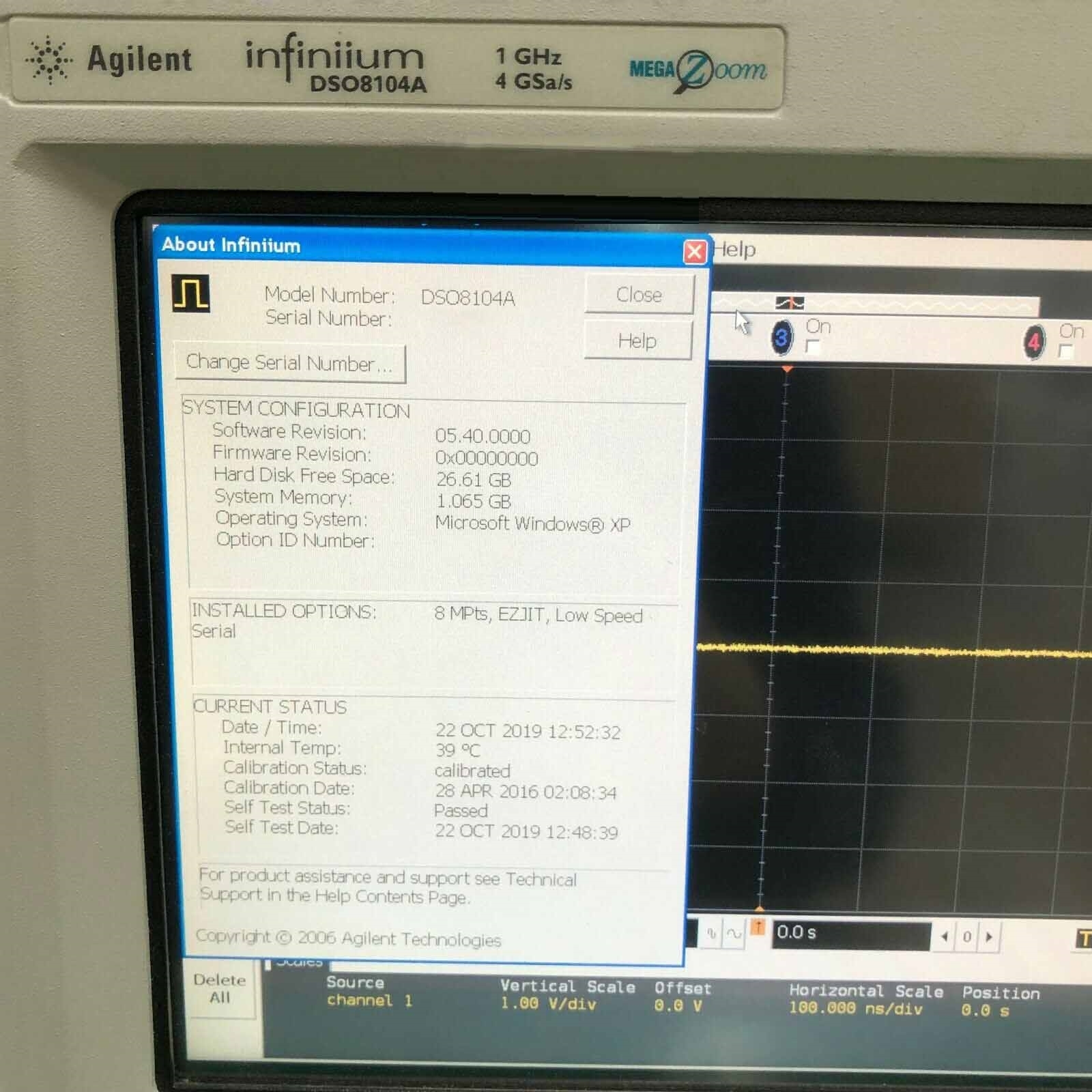 Photo Used AGILENT / HP / HEWLETT-PACKARD / KEYSIGHT DSO8104A For Sale