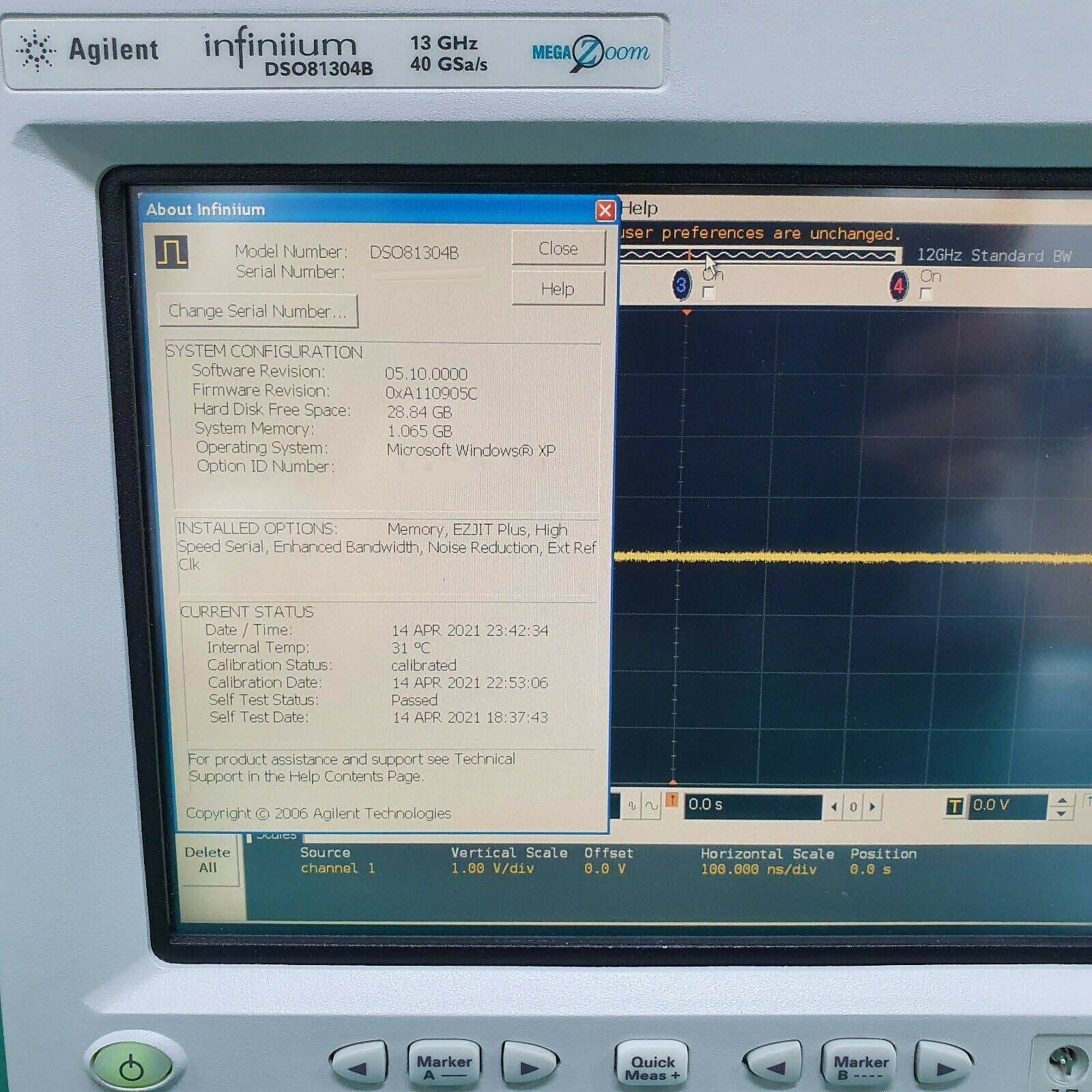 图为 已使用的 AGILENT / HP / HEWLETT-PACKARD / KEYSIGHT DSO81304B 待售