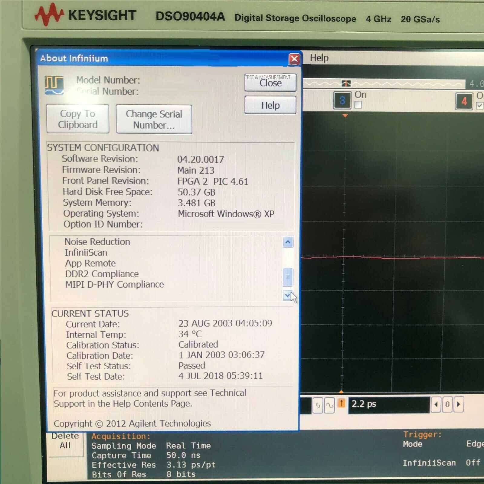 Photo Used AGILENT / HP / HEWLETT-PACKARD / KEYSIGHT DSO90404A For Sale