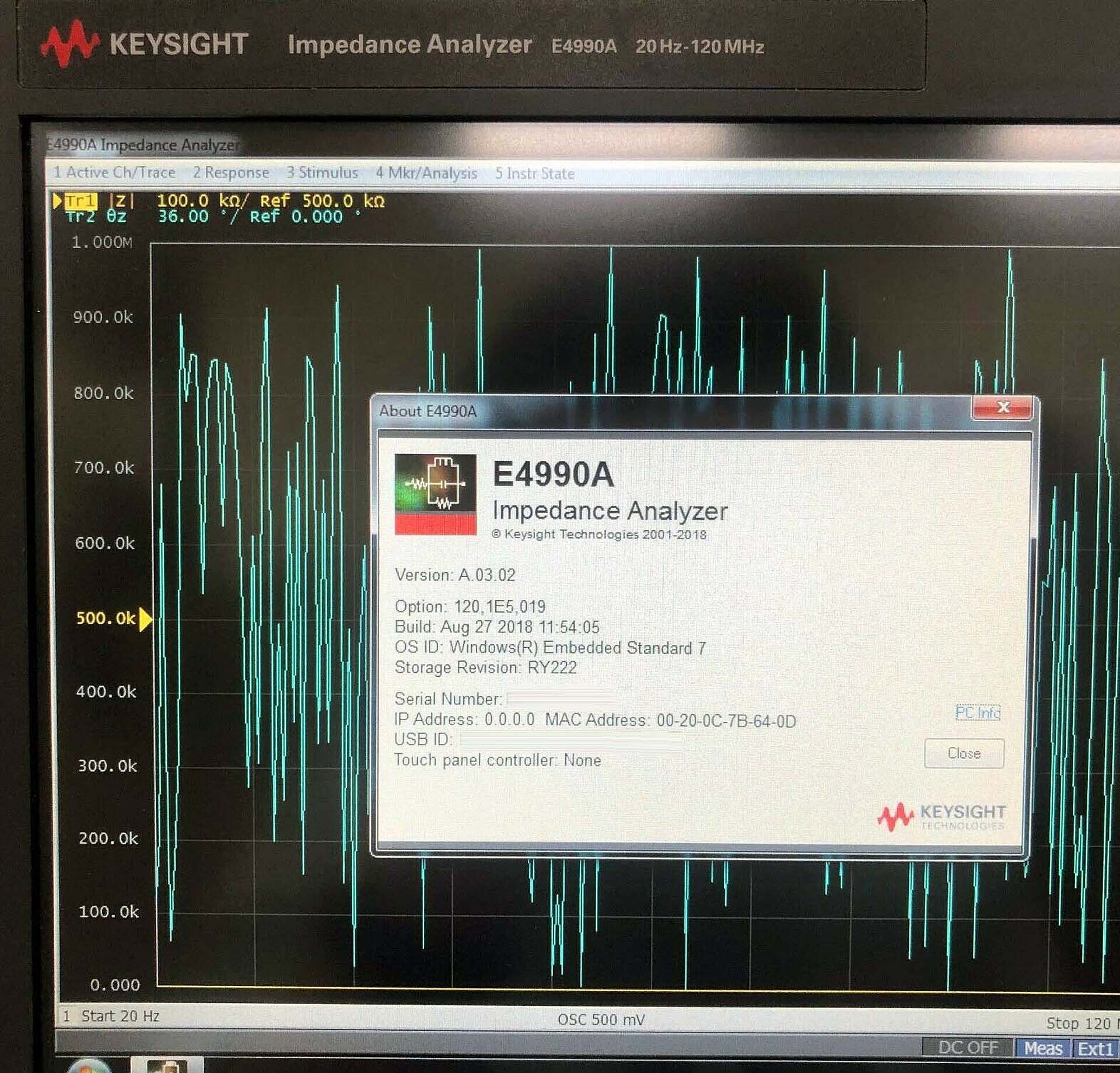 사진 사용됨 AGILENT / HP / HEWLETT-PACKARD / KEYSIGHT E4990A 판매용