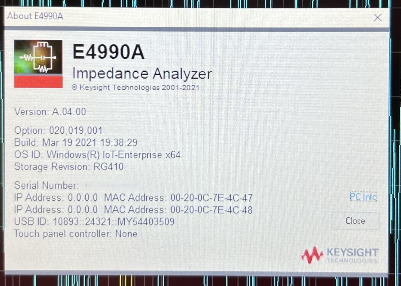Foto Verwendet AGILENT / HP / HEWLETT-PACKARD / KEYSIGHT E4990A Zum Verkauf
