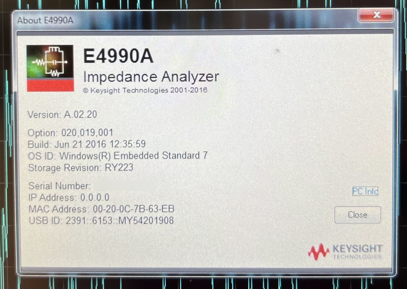 Foto Verwendet AGILENT / HP / HEWLETT-PACKARD / KEYSIGHT E4990A Zum Verkauf