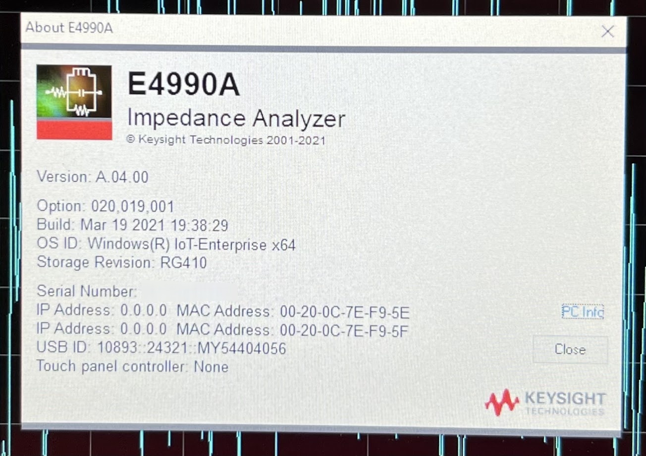 Foto Verwendet AGILENT / HP / HEWLETT-PACKARD / KEYSIGHT E4990A Zum Verkauf