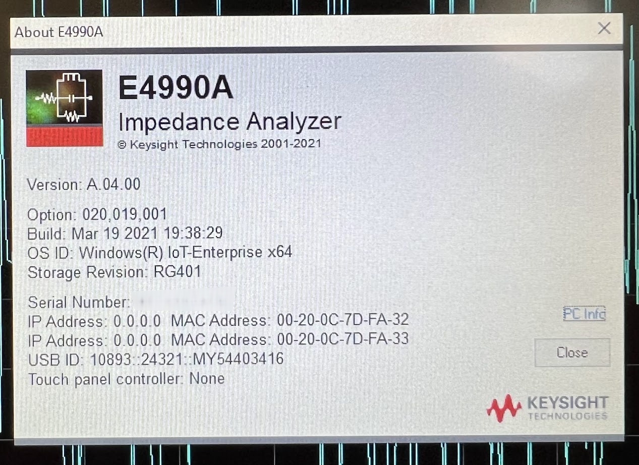 Foto Verwendet AGILENT / HP / HEWLETT-PACKARD / KEYSIGHT E4990A Zum Verkauf