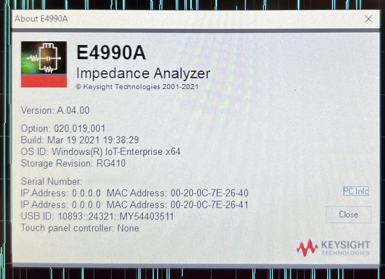Foto Verwendet AGILENT / HP / HEWLETT-PACKARD / KEYSIGHT E4990A Zum Verkauf