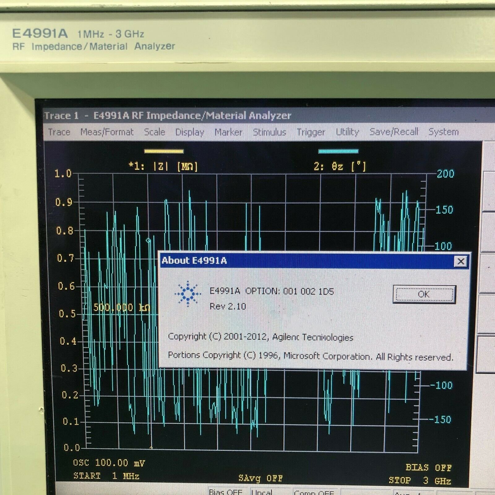 Foto Verwendet AGILENT / HP / HEWLETT-PACKARD / KEYSIGHT E4991A Zum Verkauf