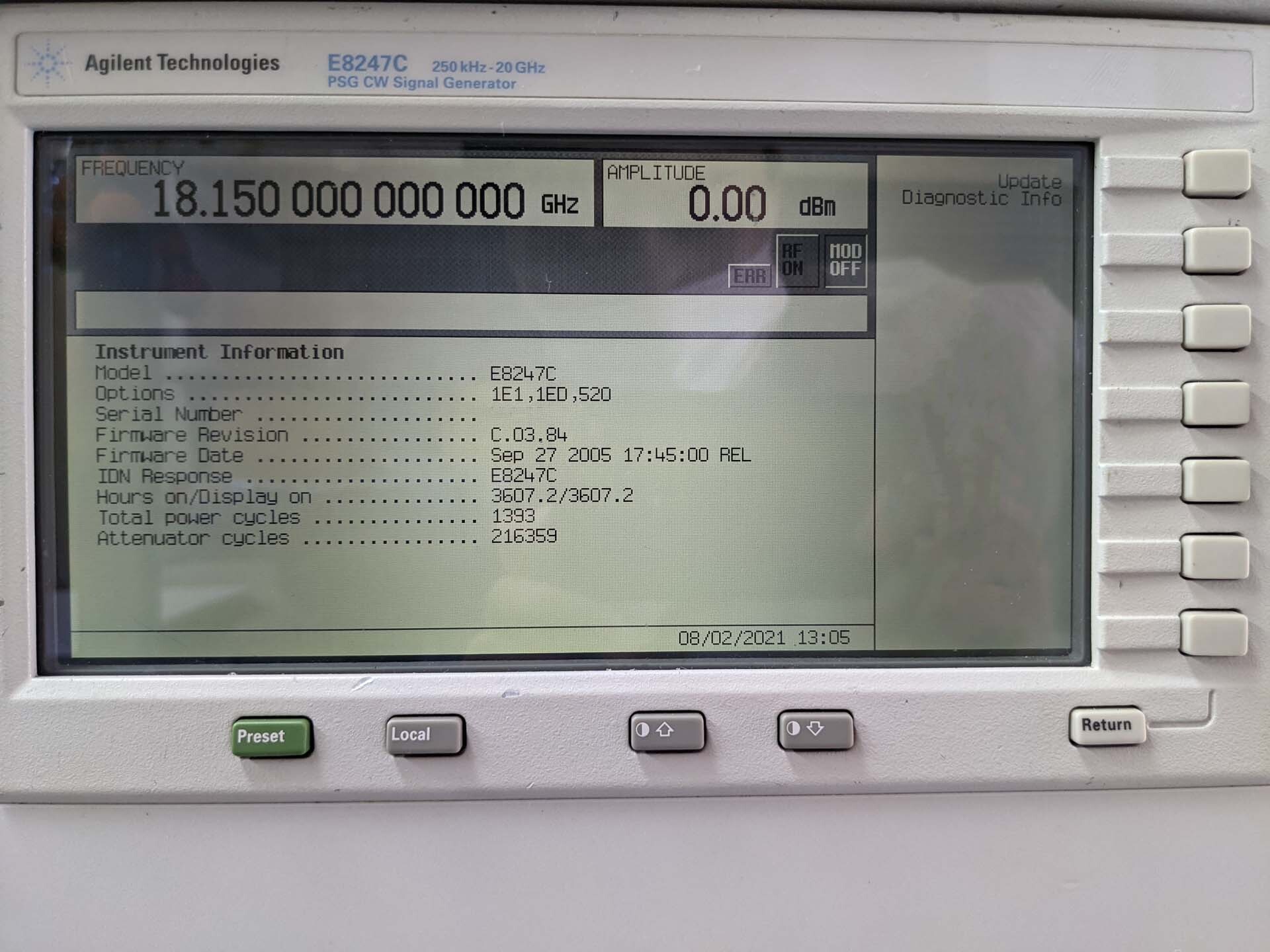 Photo Used AGILENT / HP / HEWLETT-PACKARD / KEYSIGHT E8247C For Sale