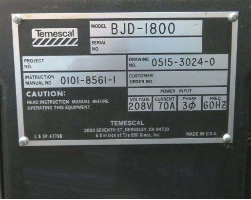 フォト（写真） 使用される AIRCO TEMESCAL BJD-1800 販売のために