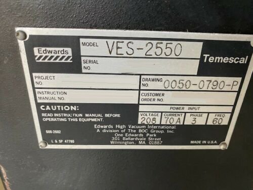 Photo Used AIRCO TEMESCAL VES 2550 For Sale