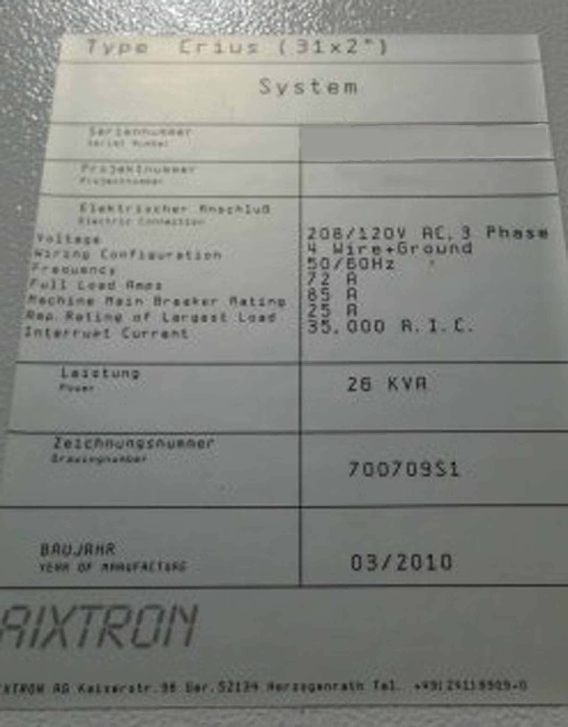 Photo Used AIXTRON AIX 2800 G4 HT For Sale