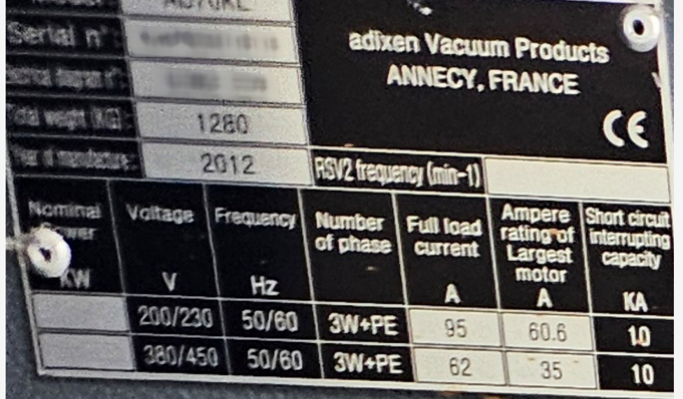 圖為 已使用的 ALCATEL / ADIXEN / PFEIFFER AD70KL 待售