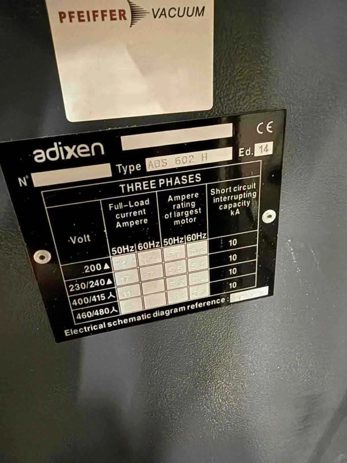 ALCATEL / ADIXEN / PFEIFFER ADS 602H Pump used for sale price