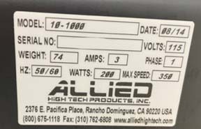 フォト（写真） 使用される ALLIED HIGH TECH PRODUCTS 10-1000 販売のために
