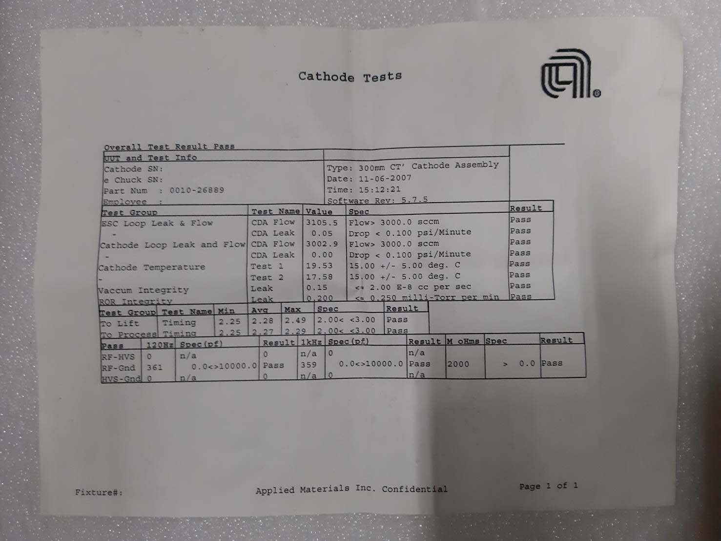 사진 사용됨 AMAT / APPLIED MATERIALS 0010-26889 판매용