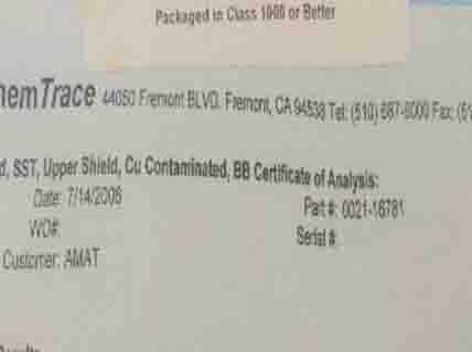 Photo Used AMAT / APPLIED MATERIALS 0020-16781 For Sale