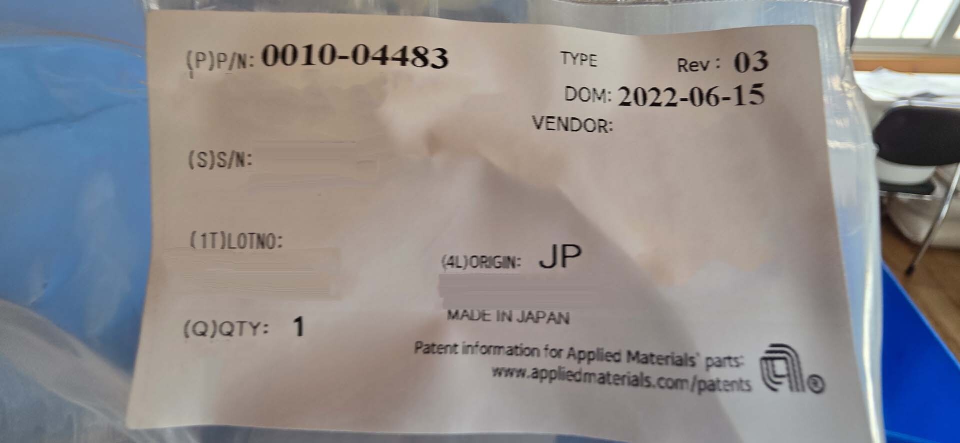 图为 已使用的 AMAT / APPLIED MATERIALS 0040-08621 待售
