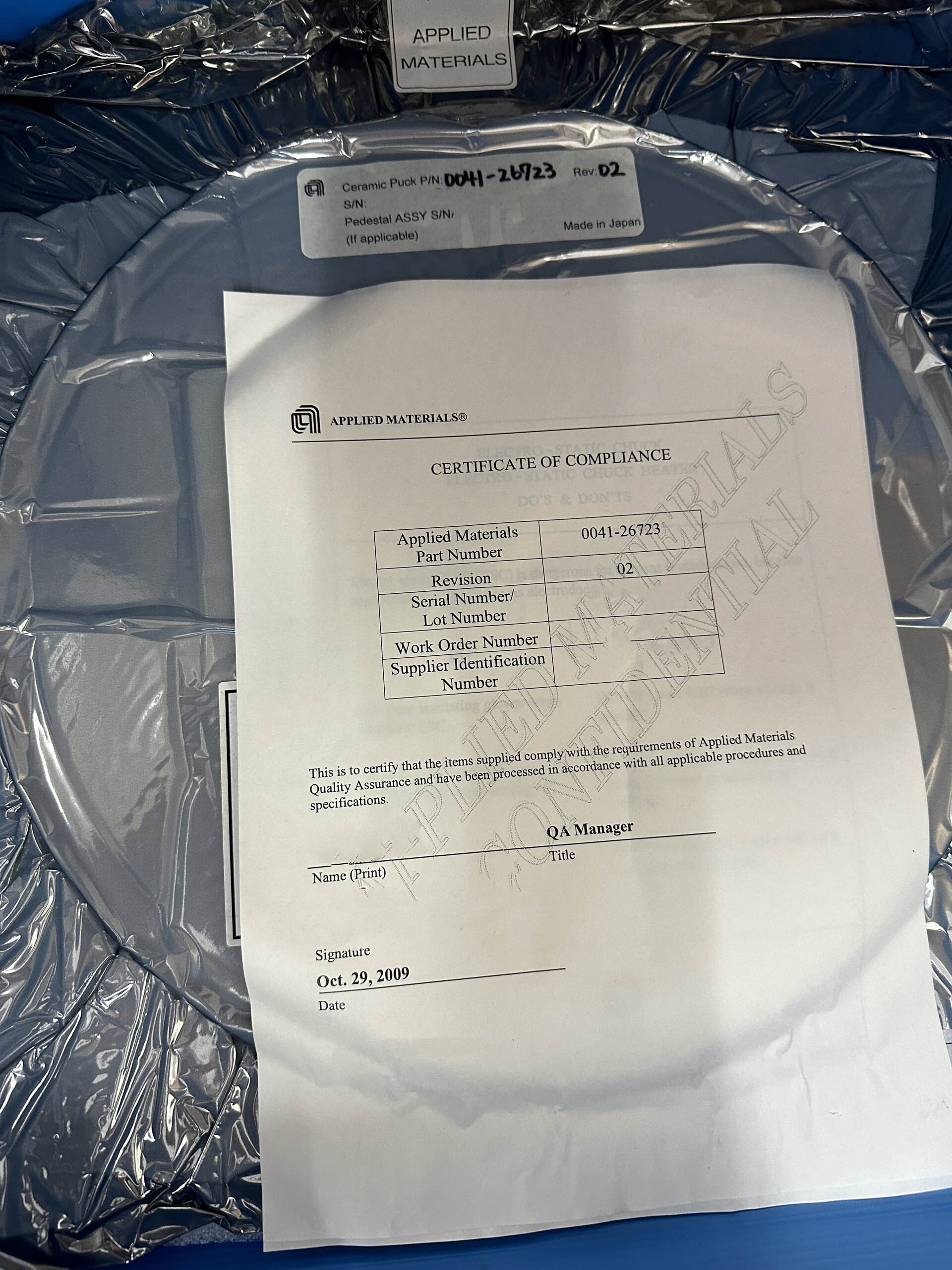 圖為 已使用的 AMAT / APPLIED MATERIALS 0041-26723 待售