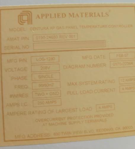 フォト（写真） 使用される AMAT / APPLIED MATERIALS 0190-24680 販売のために