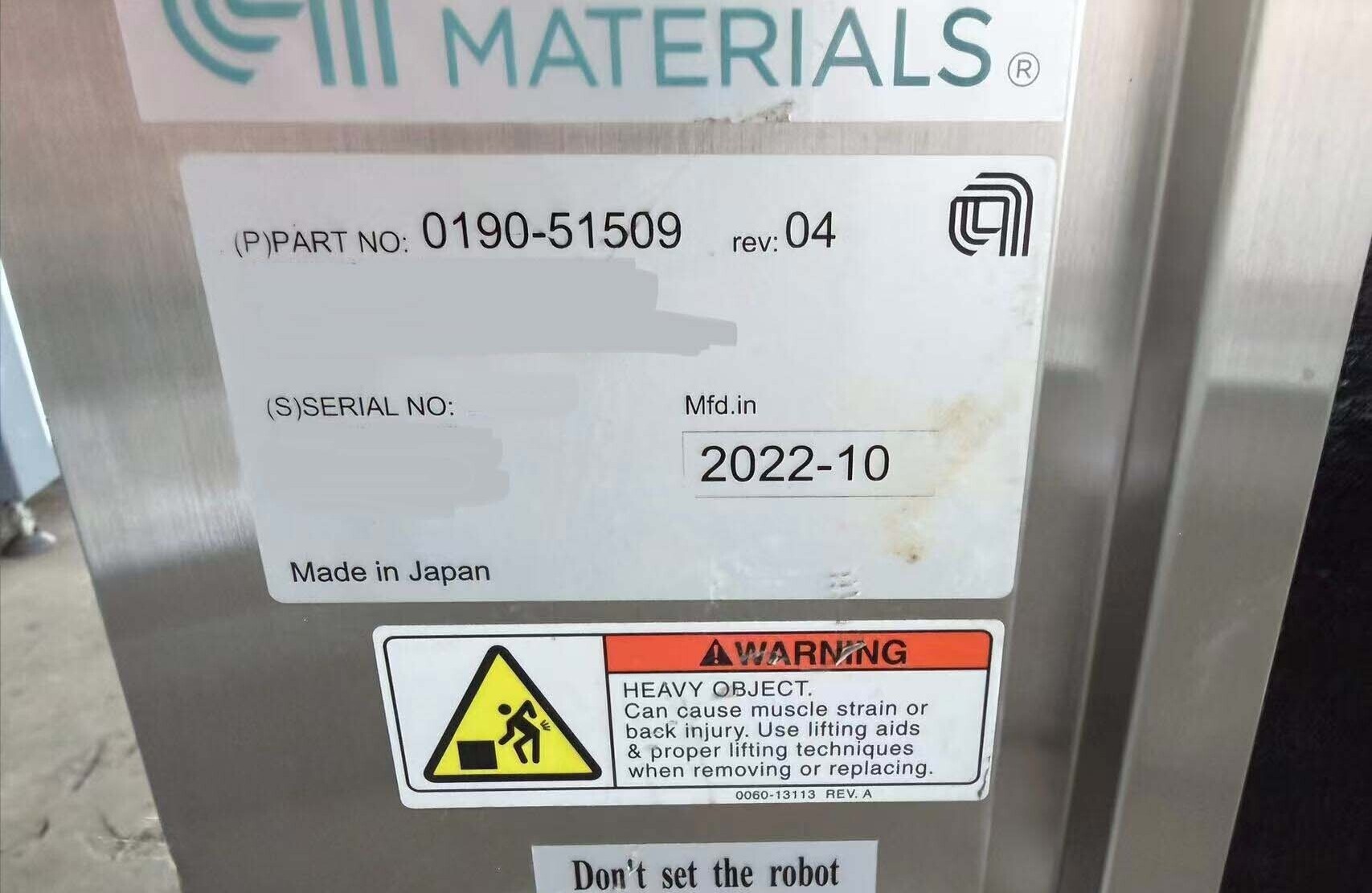 图为 已使用的 AMAT / APPLIED MATERIALS 0190-51509 待售