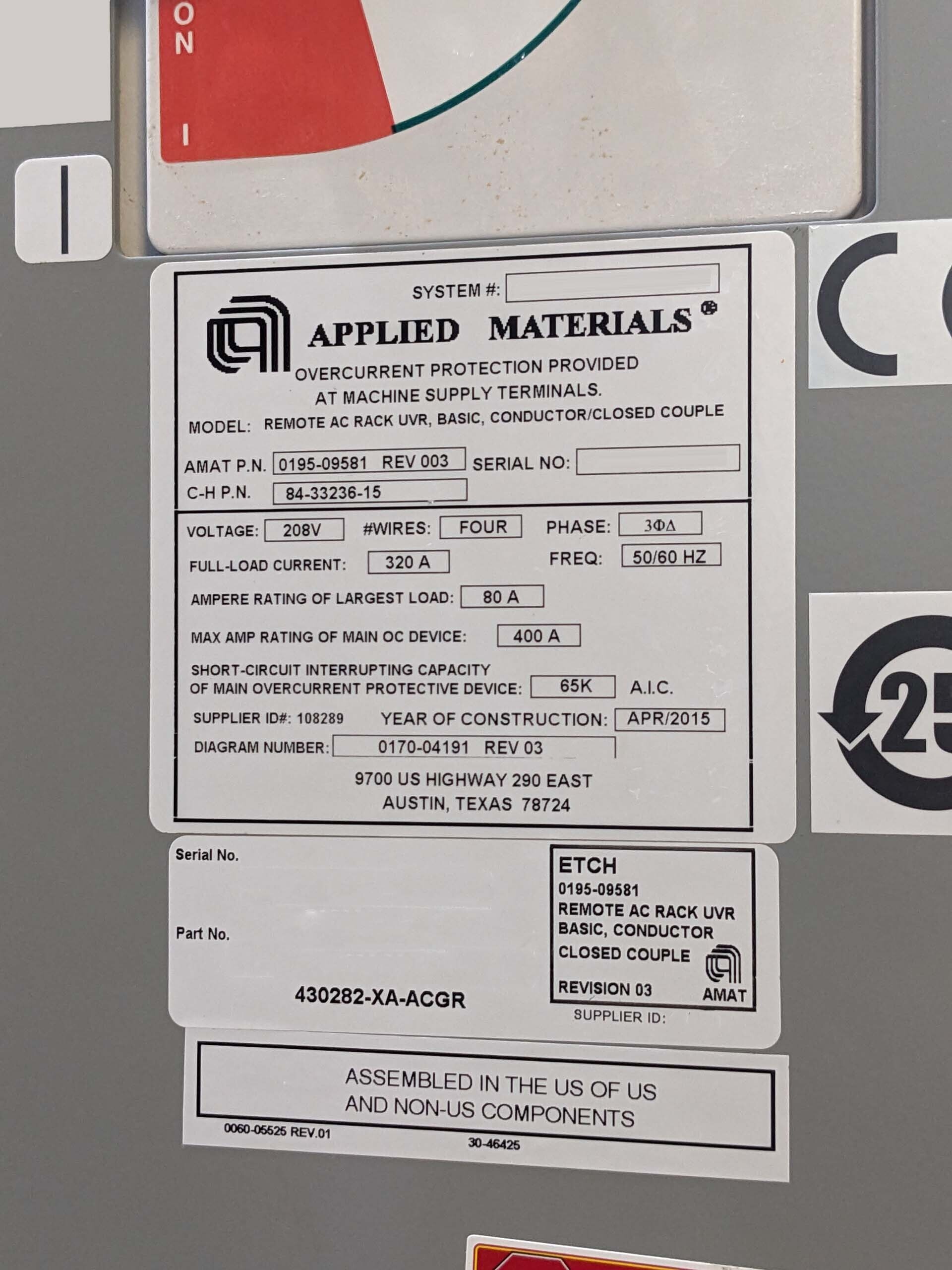 Photo Used AMAT / APPLIED MATERIALS 0195-09581 For Sale