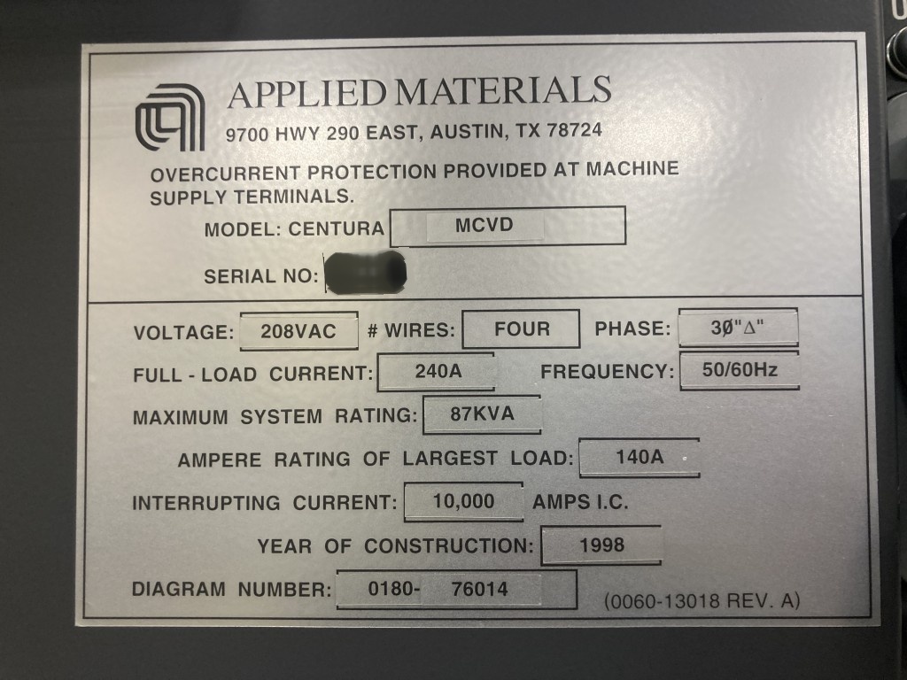 图为 已使用的 AMAT / APPLIED MATERIALS Centura Tectra 待售