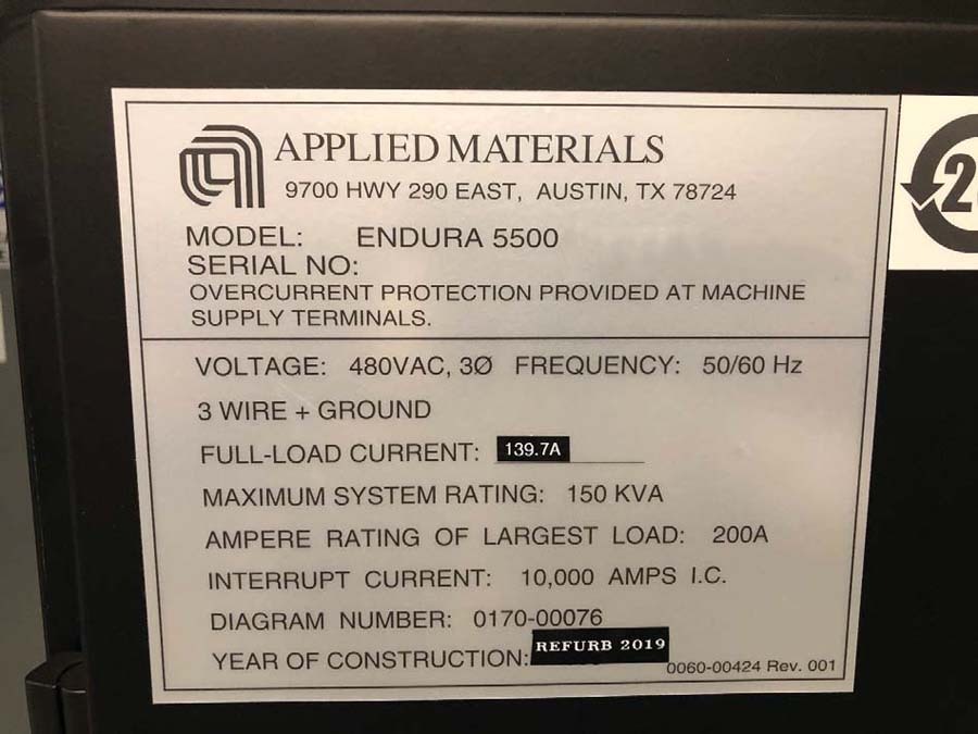 圖為 已使用的 AMAT / APPLIED MATERIALS Endura 5500 待售